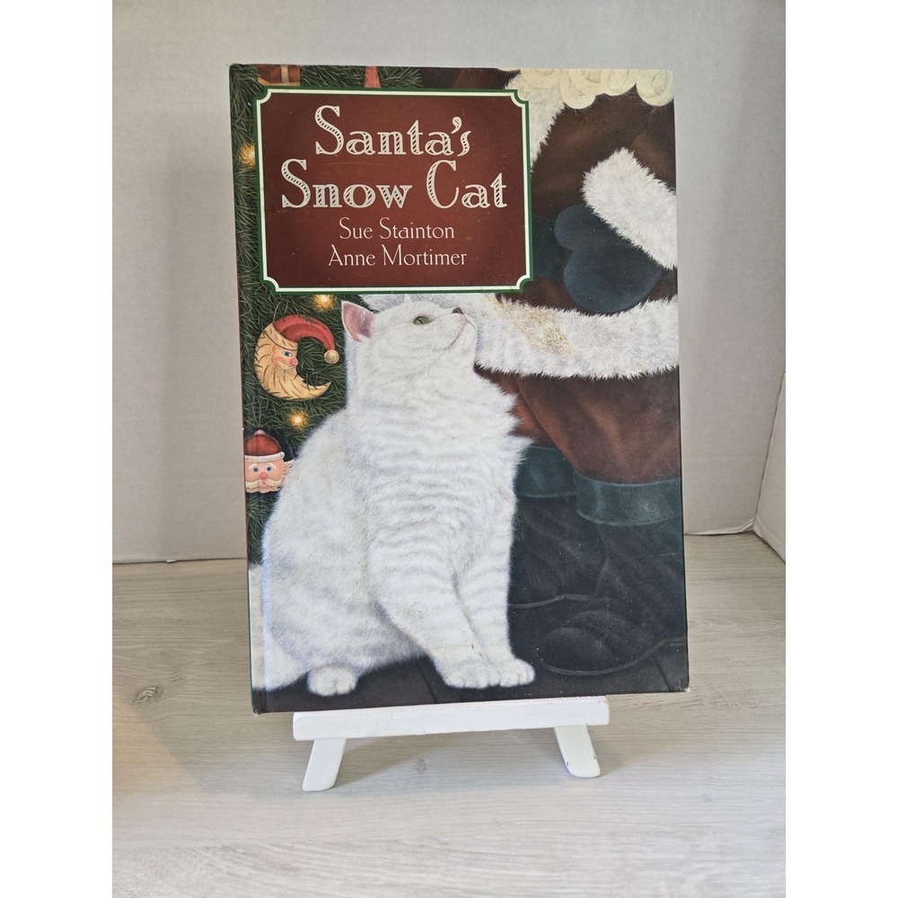 Vintage Santas Snow Cat hardcover paper white Persian‎ cat NYC Christmas Eve